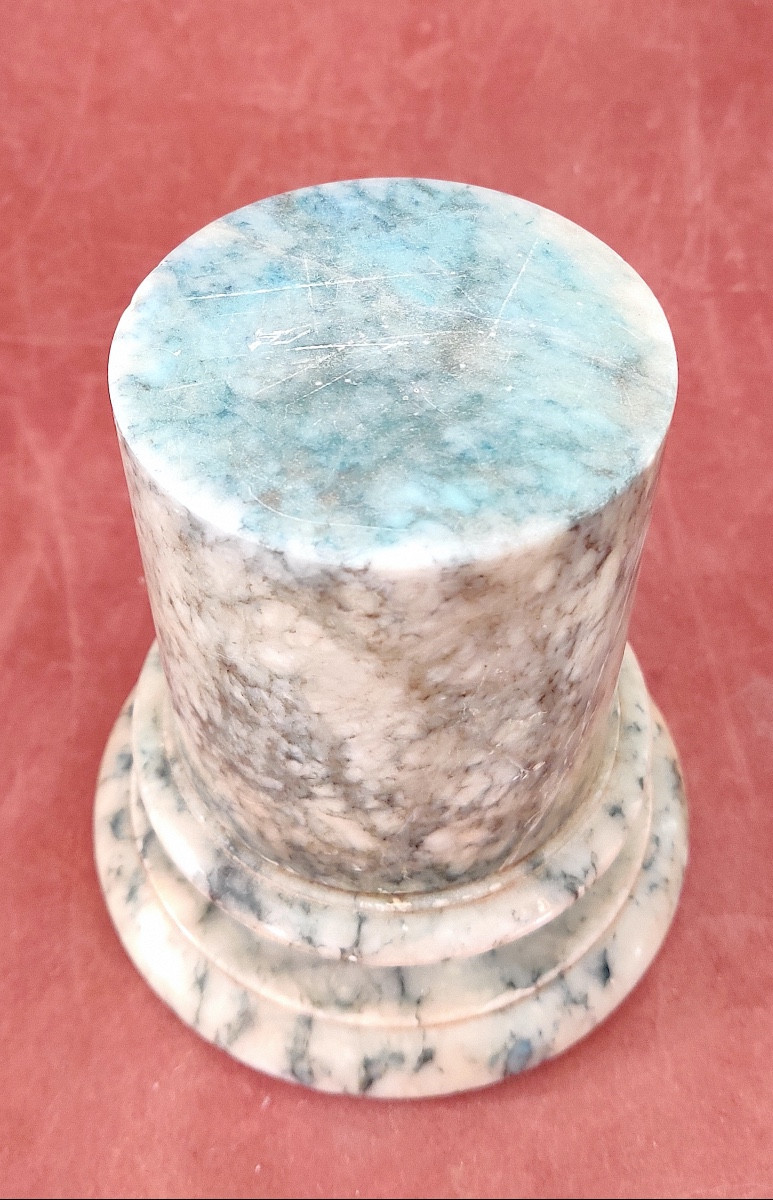 Socle /Présentoir en forme de colonne , albâtre , XIXème .-photo-4