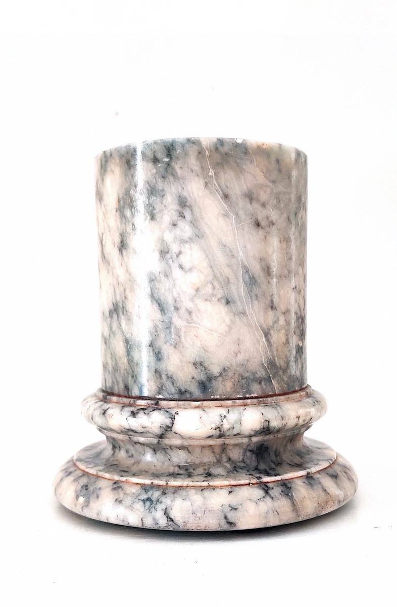 Socle /Présentoir en forme de colonne , albâtre , XIXème .