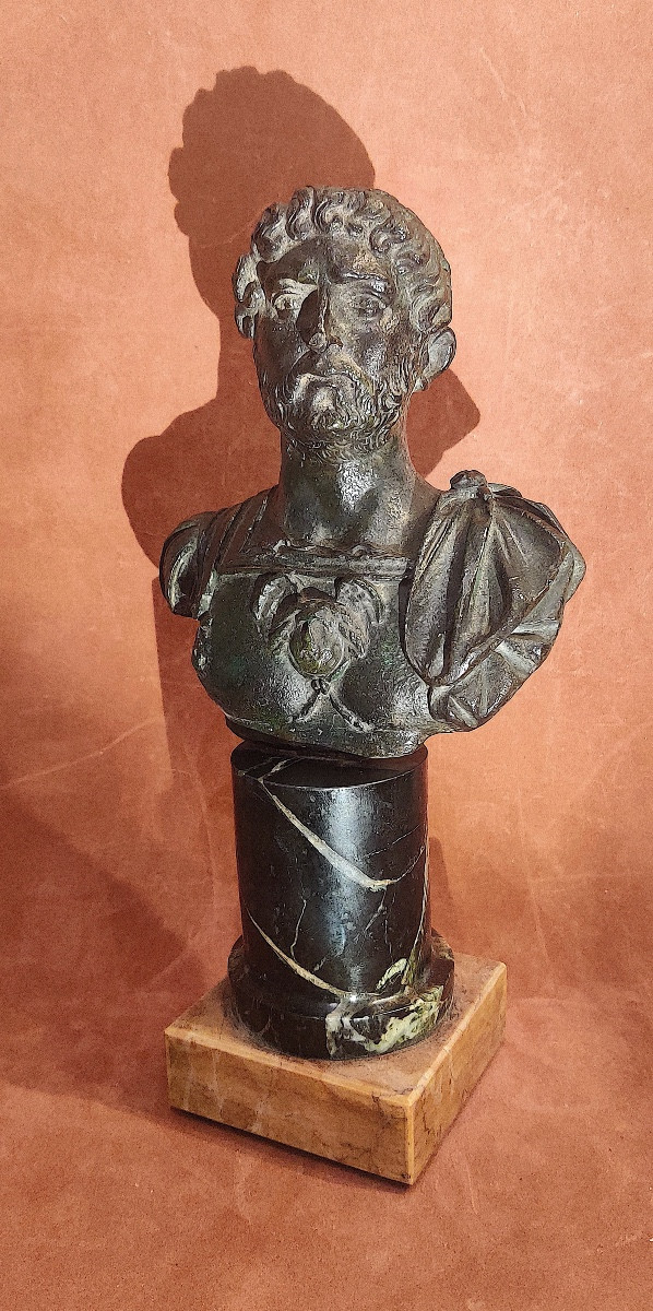 Patinated Bronze Bust Of The Roman Emperor Hadrian, Italy, 19th Century-photo-4