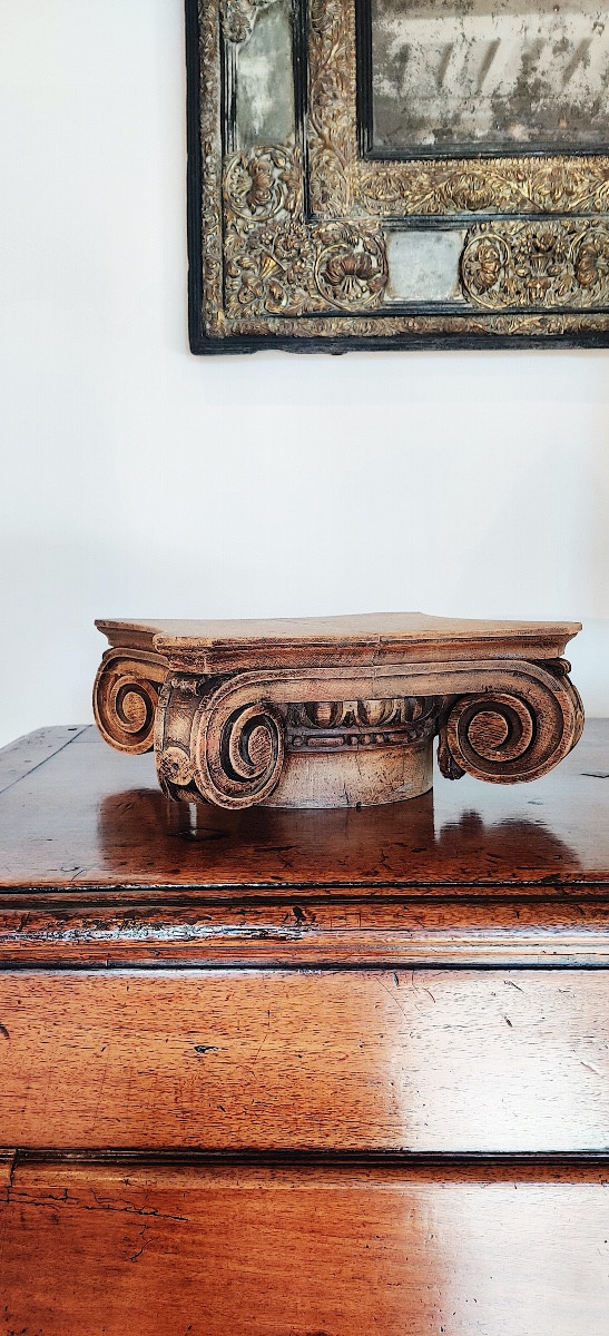 Large Classical Capital In Carved Oak, 19th Century-photo-2