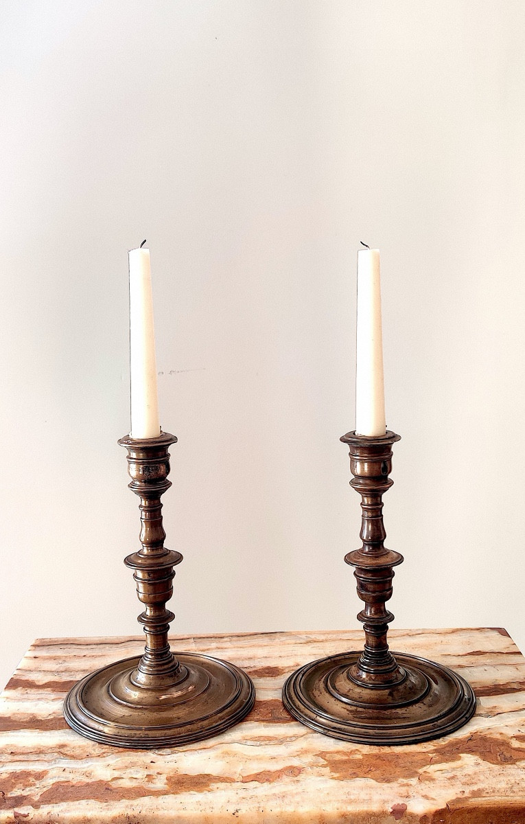 Pair Of Large Haute époque Candlesticks -photo-2