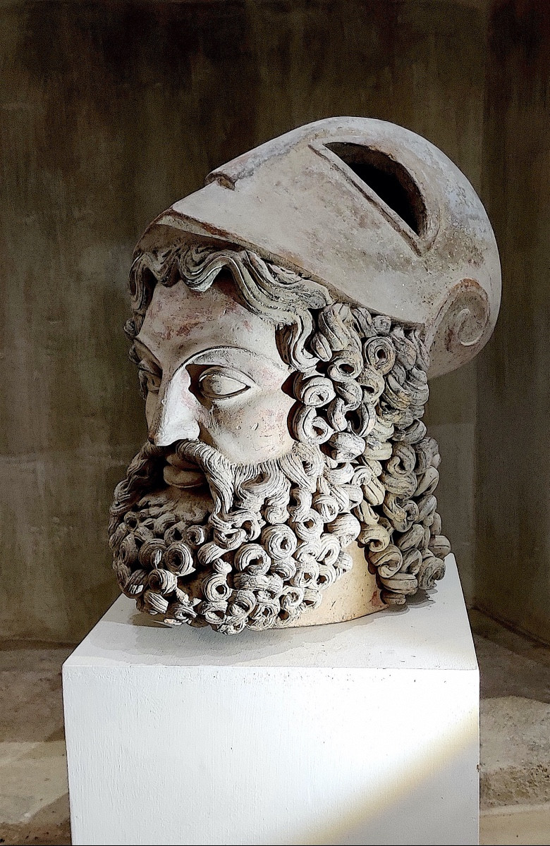 Large Patinated Terracotta Head Of "pericles", Grand Tour, Italy, Late 19th Century.-photo-7
