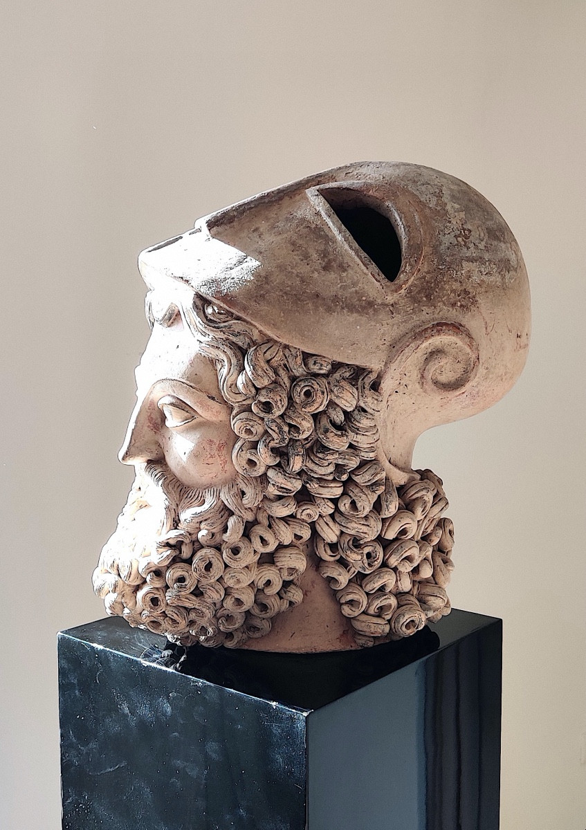 Large Patinated Terracotta Head Of "pericles", Grand Tour, Italy, Late 19th Century.