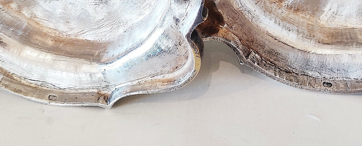 Pair Of Louis XV Period Candlesticks With Crowned "c", Silvered Bronze, 18th Century.-photo-5