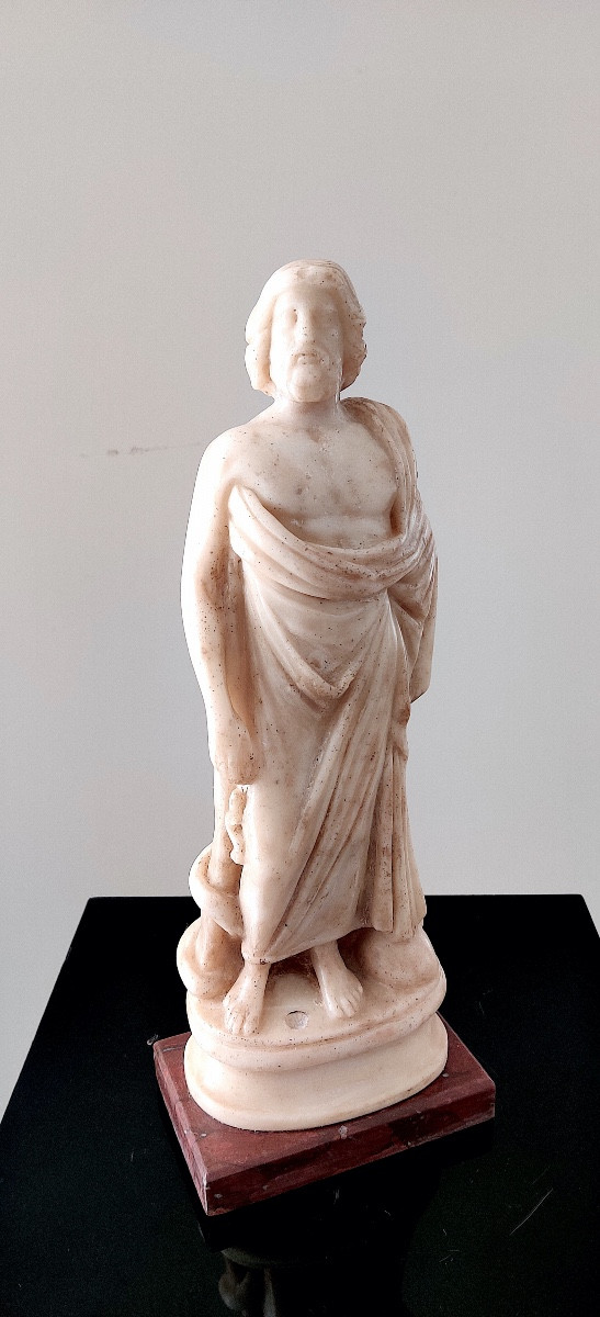 Alabaster Figure After The Antique Of  The God "esculape " , Grand Tour , Late XIX Th C.-photo-3