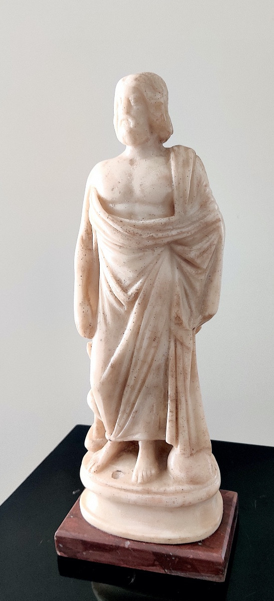Alabaster Figure After The Antique Of  The God "esculape " , Grand Tour , Late XIX Th C.-photo-4