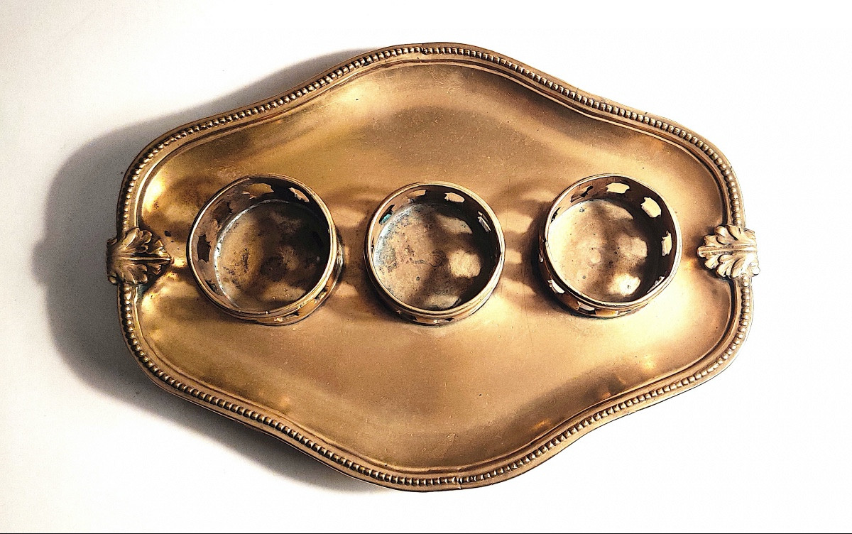 Plateau /présentoir  LXV en bronze , d'époque XVIIIème.-photo-3