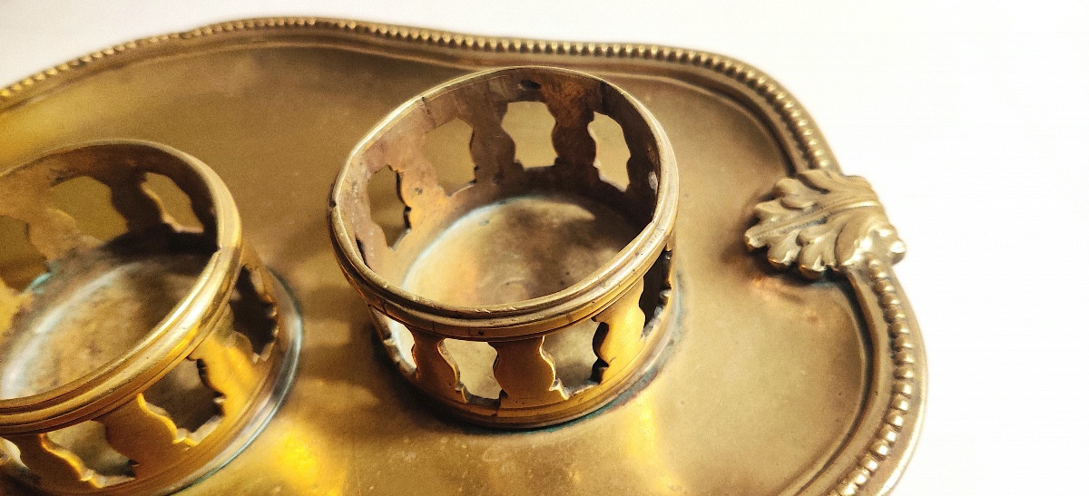 Plateau /présentoir  LXV en bronze , d'époque XVIIIème.-photo-1