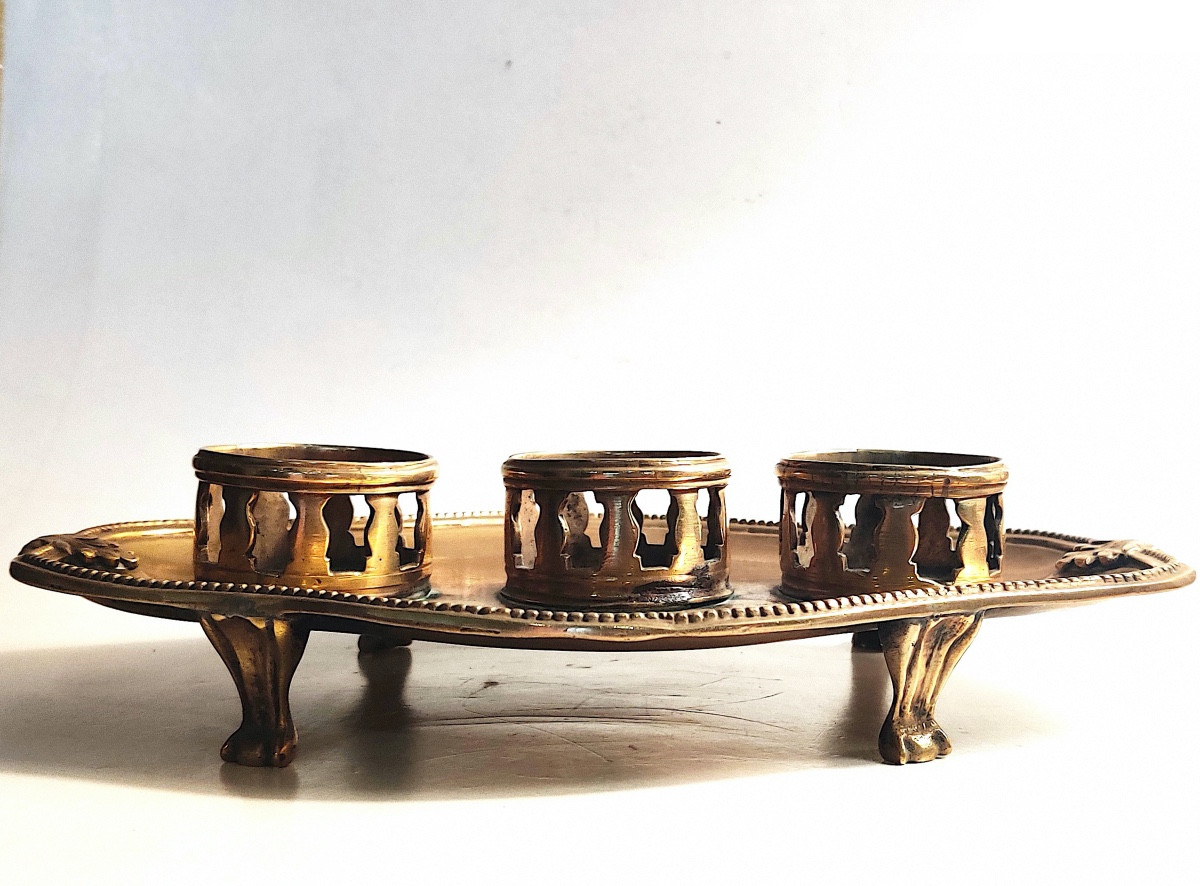 Plateau /présentoir  LXV en bronze , d'époque XVIIIème.