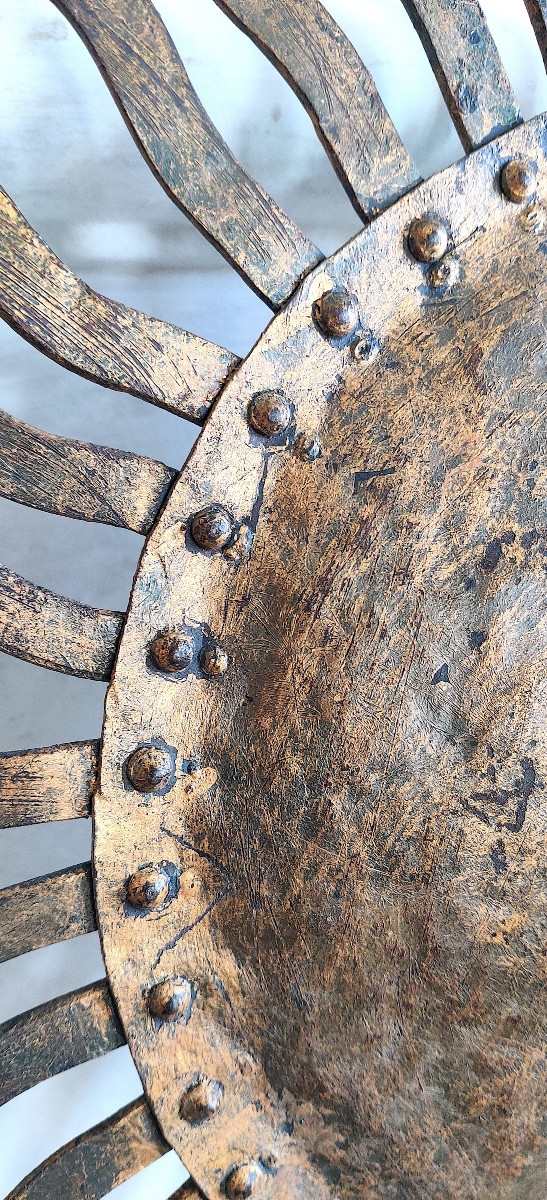 Plafonnier/Applique Design " Soleil " en fer doré , années 50/60-photo-4