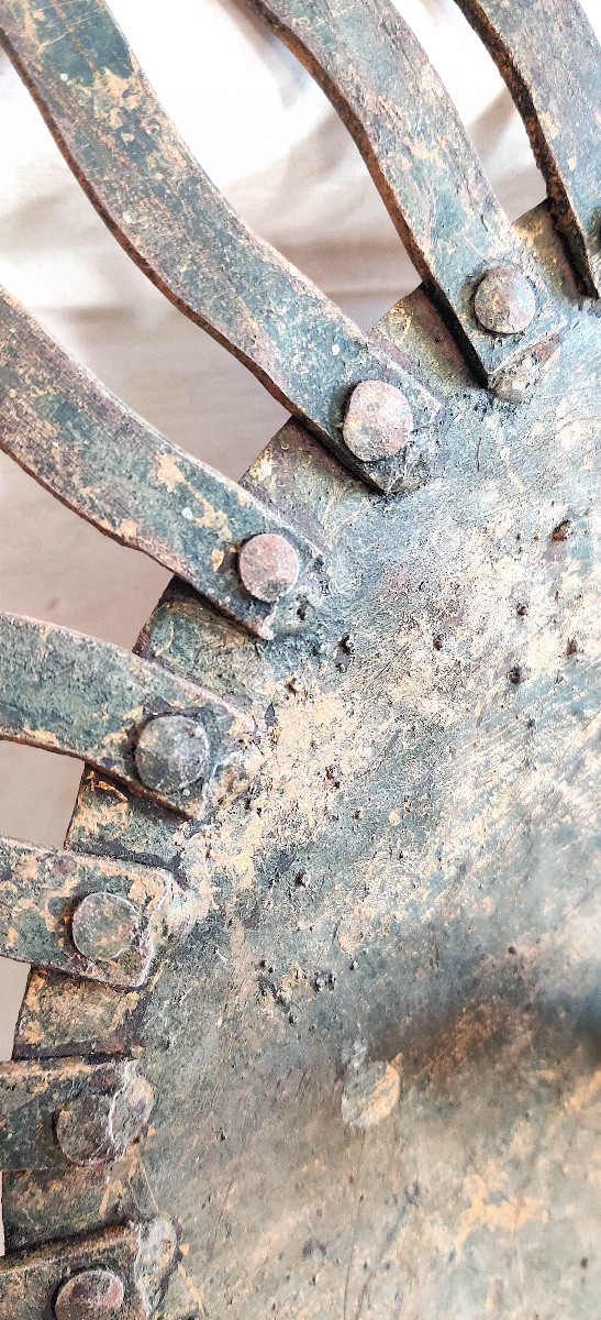 Plafonnier/Applique Design " Soleil " en fer doré , années 50/60-photo-1