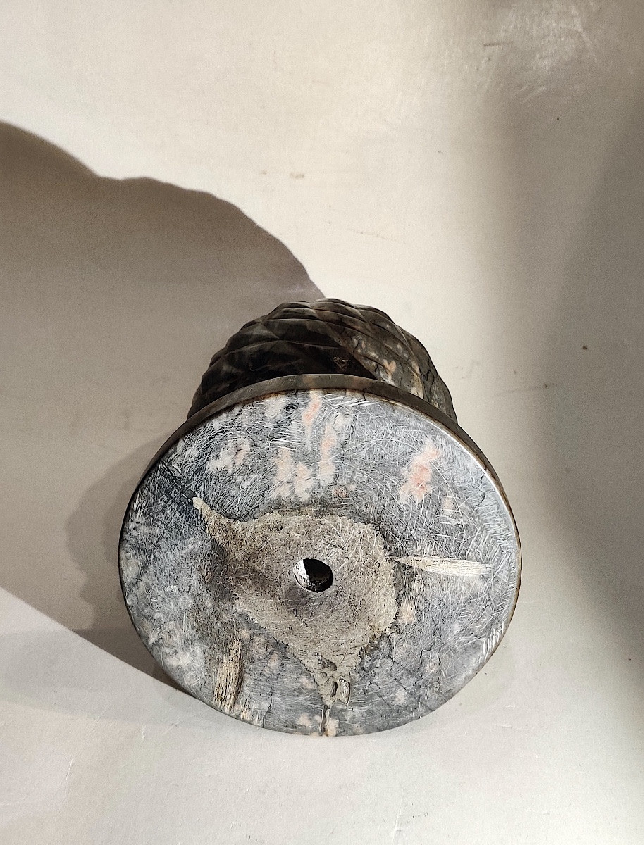 Large Carved Marble Stair "ball" In The Shape Of A Pine Cone, 19th Century-photo-3