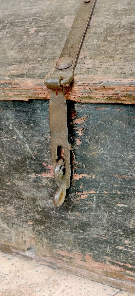 Boatman's Or Riverboatman's Chest, Painted Wood With Iron Hinges, 18th Century.-photo-5