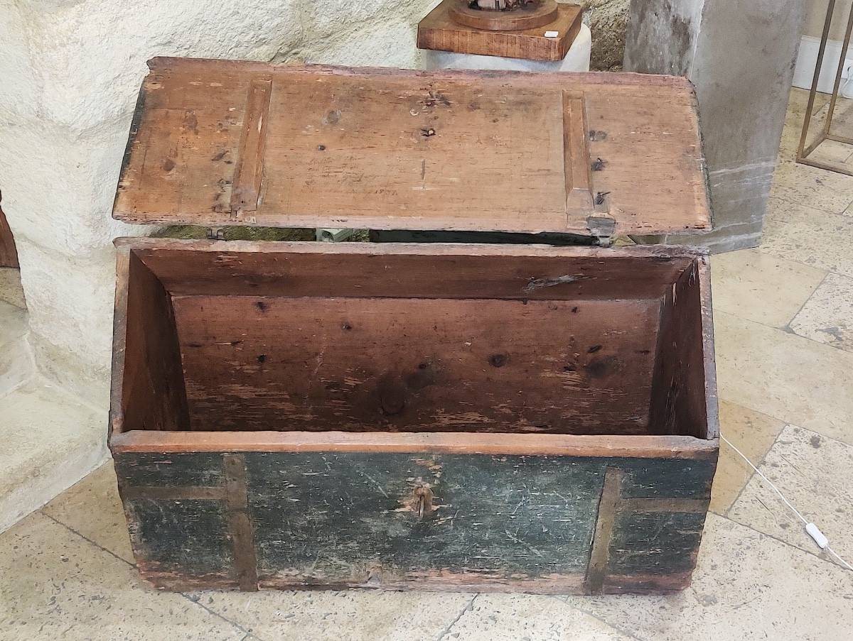 Boatman's Or Riverboatman's Chest, Painted Wood With Iron Hinges, 18th Century.-photo-6