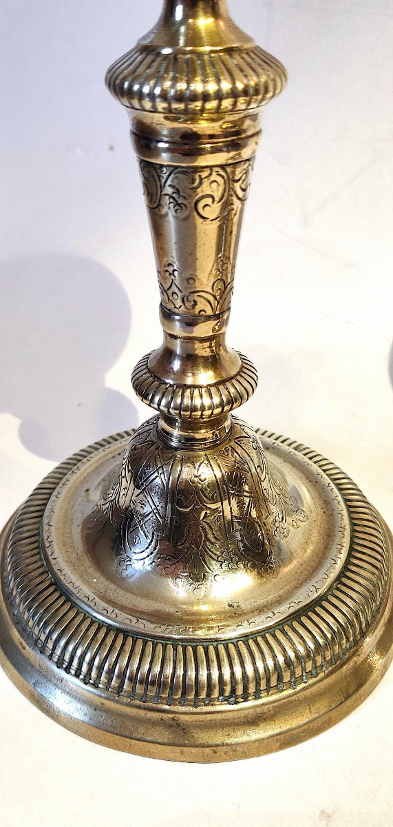 Pair Of Lxiv Candlesticks Engraved With A Bérain-style Decoration, France, Early 18th Century-photo-2