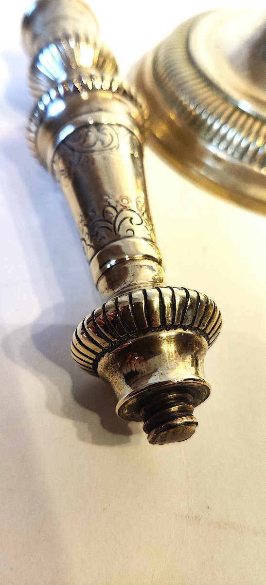 Pair Of Lxiv Candlesticks Engraved With A Bérain-style Decoration, France, Early 18th Century-photo-5