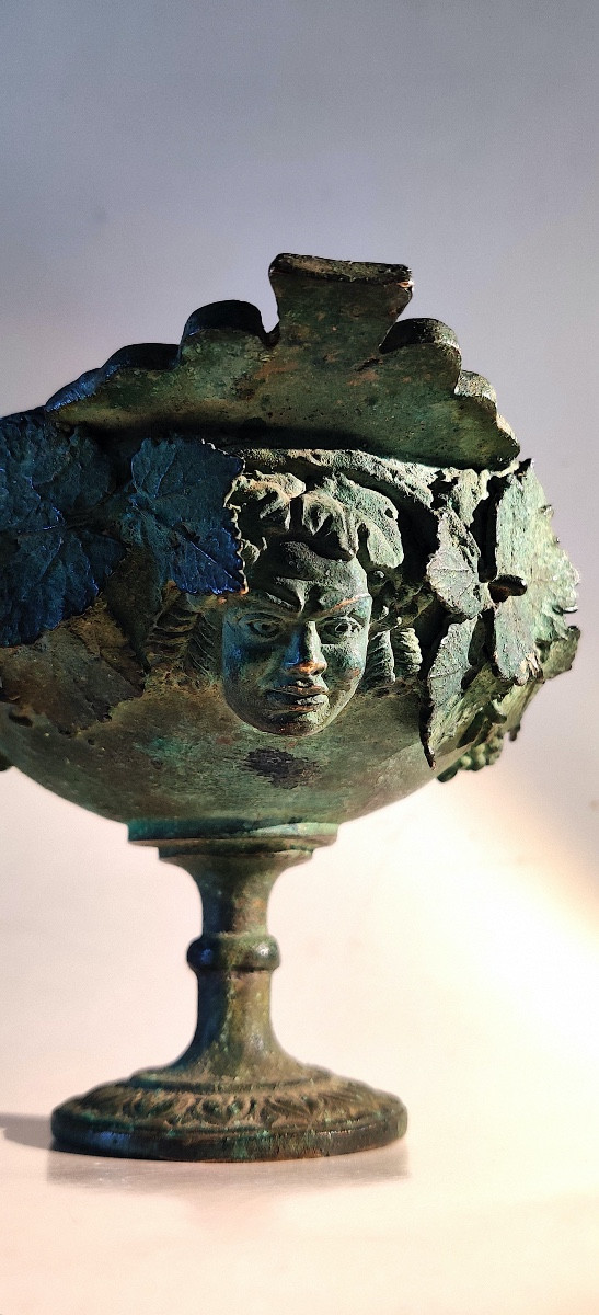 Kantharus Cup After The Antique In Patinated Bronze, Grand Tour, Naples, 19th Century.-photo-2