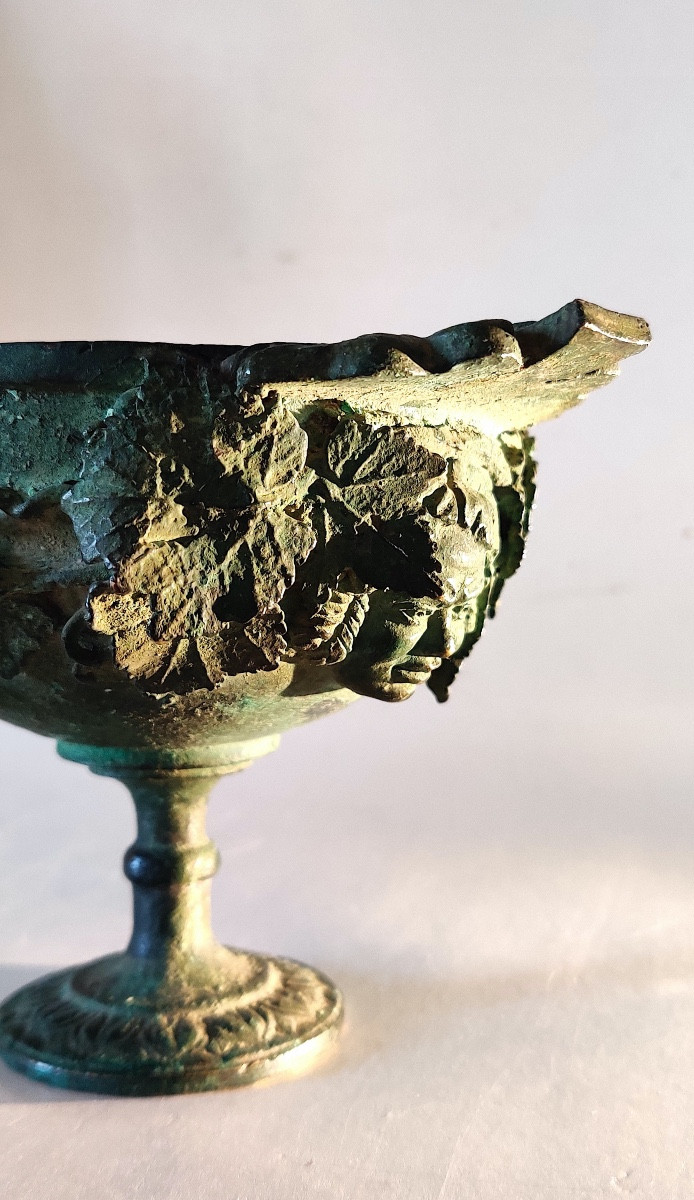 Kantharus Cup After The Antique In Patinated Bronze, Grand Tour, Naples, 19th Century.-photo-3