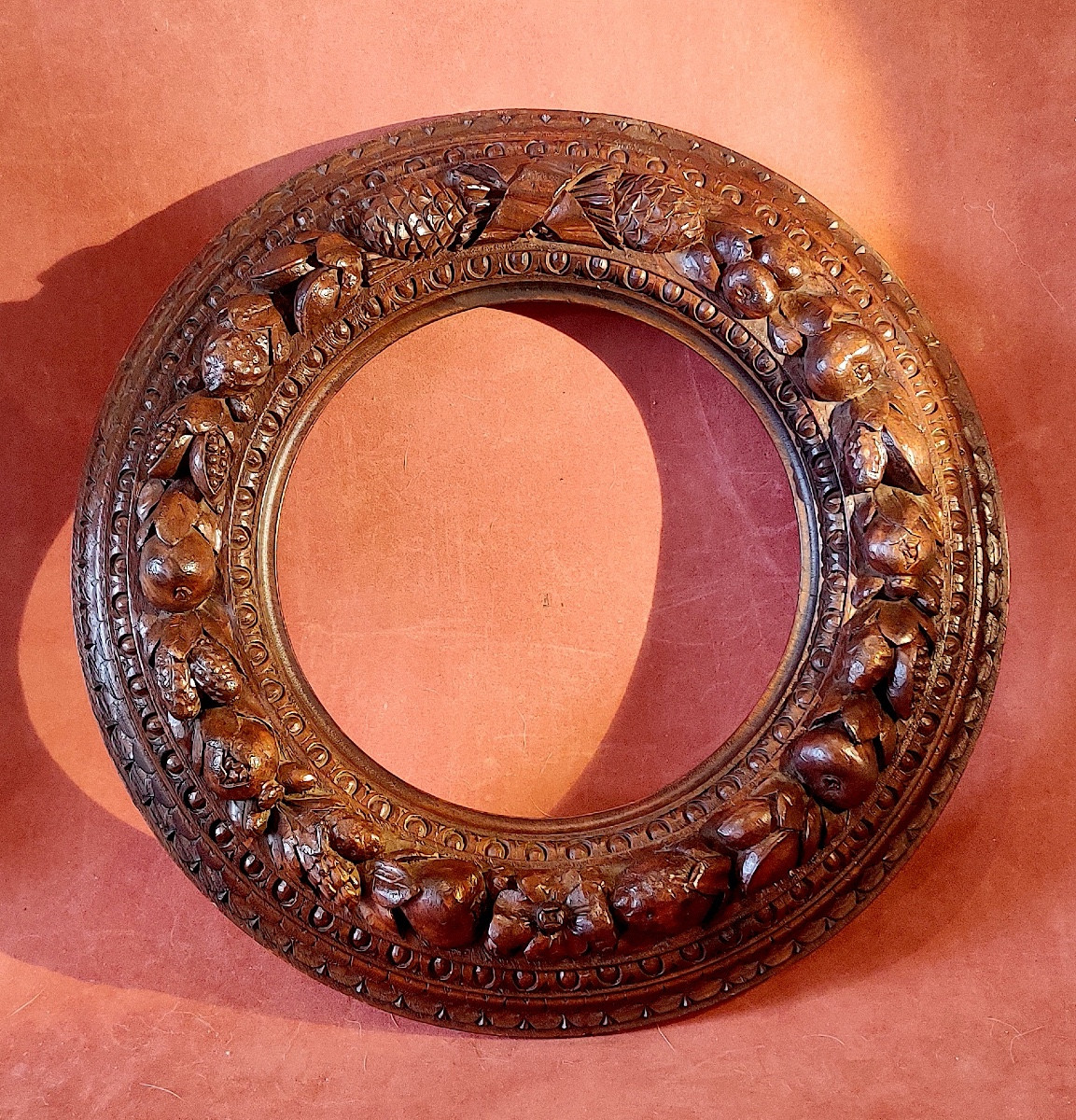 Renaissance-style Carved Wooden Tondo Frame, Italy, 19th Century-photo-2
