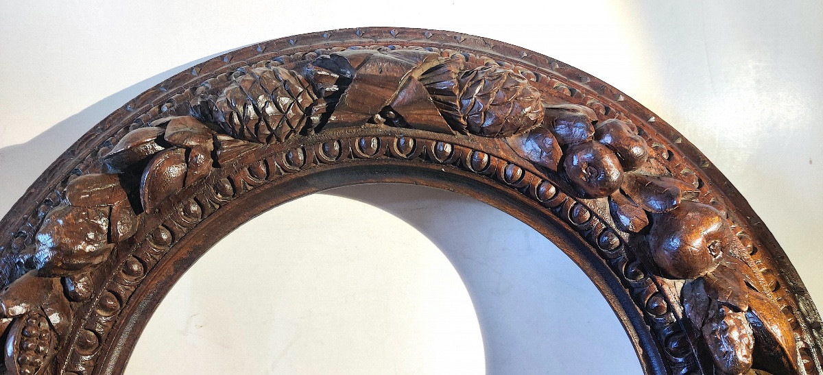 Renaissance-style Carved Wooden Tondo Frame, Italy, 19th Century-photo-4