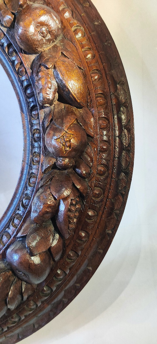 Renaissance-style Carved Wooden Tondo Frame, Italy, 19th Century-photo-1