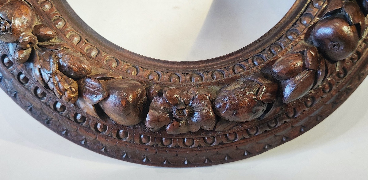 Renaissance-style Carved Wooden Tondo Frame, Italy, 19th Century-photo-2