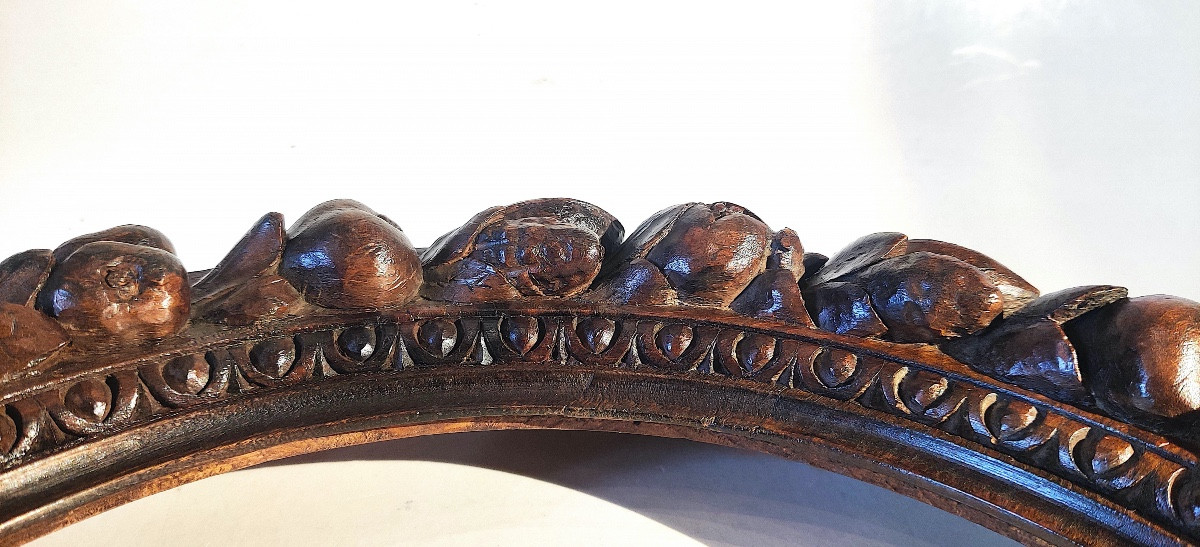 Renaissance-style Carved Wooden Tondo Frame, Italy, 19th Century-photo-3