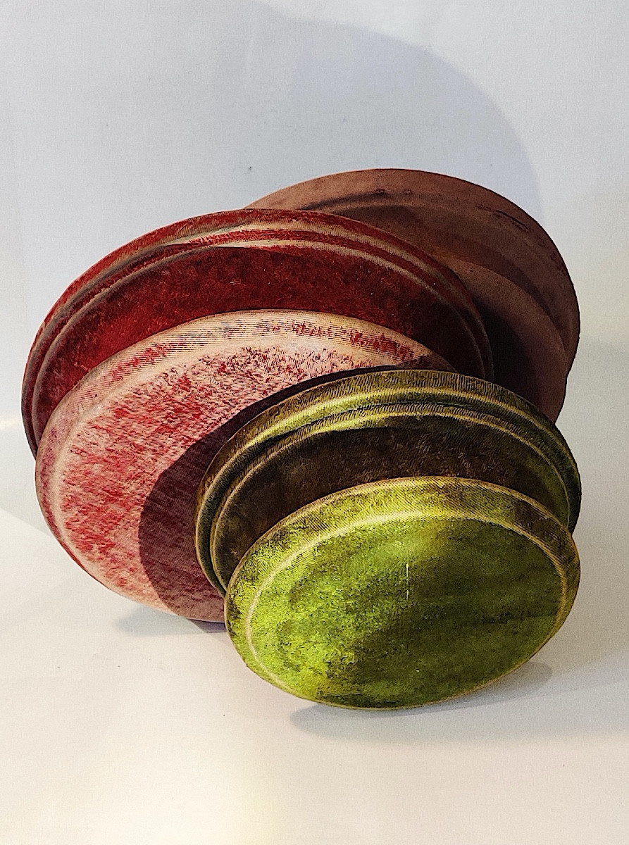 Set Of 3 Pedestals/display Stands For Sculptures, Niii Period.-photo-4