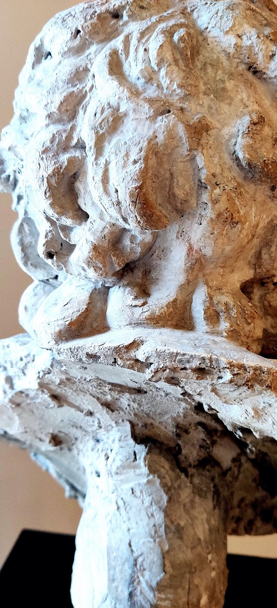 Sculpture originale d'après l' "Alexandre mourant " , plâtre sur base  marbre , début XIXème .-photo-8