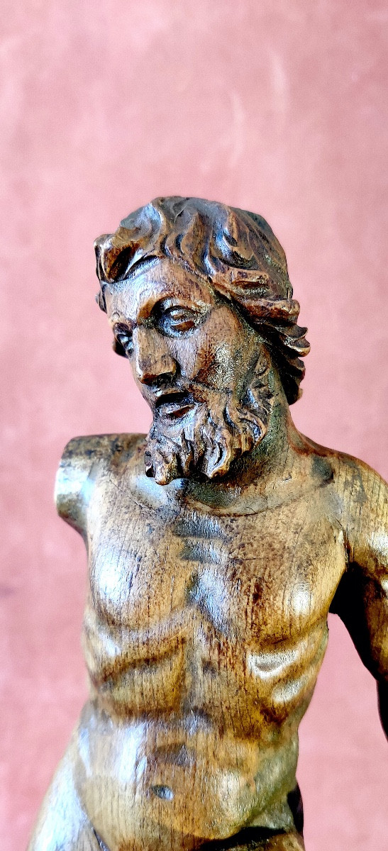 Groupe bois sculpté " Hercule terrassant le lion de Némée" , fin XVII/début XVIIIéme siècle .-photo-4