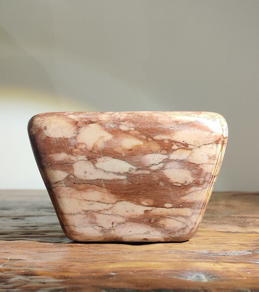 Small Table Mortar In "verona Red" Marble, Italy, 19th Century-photo-2