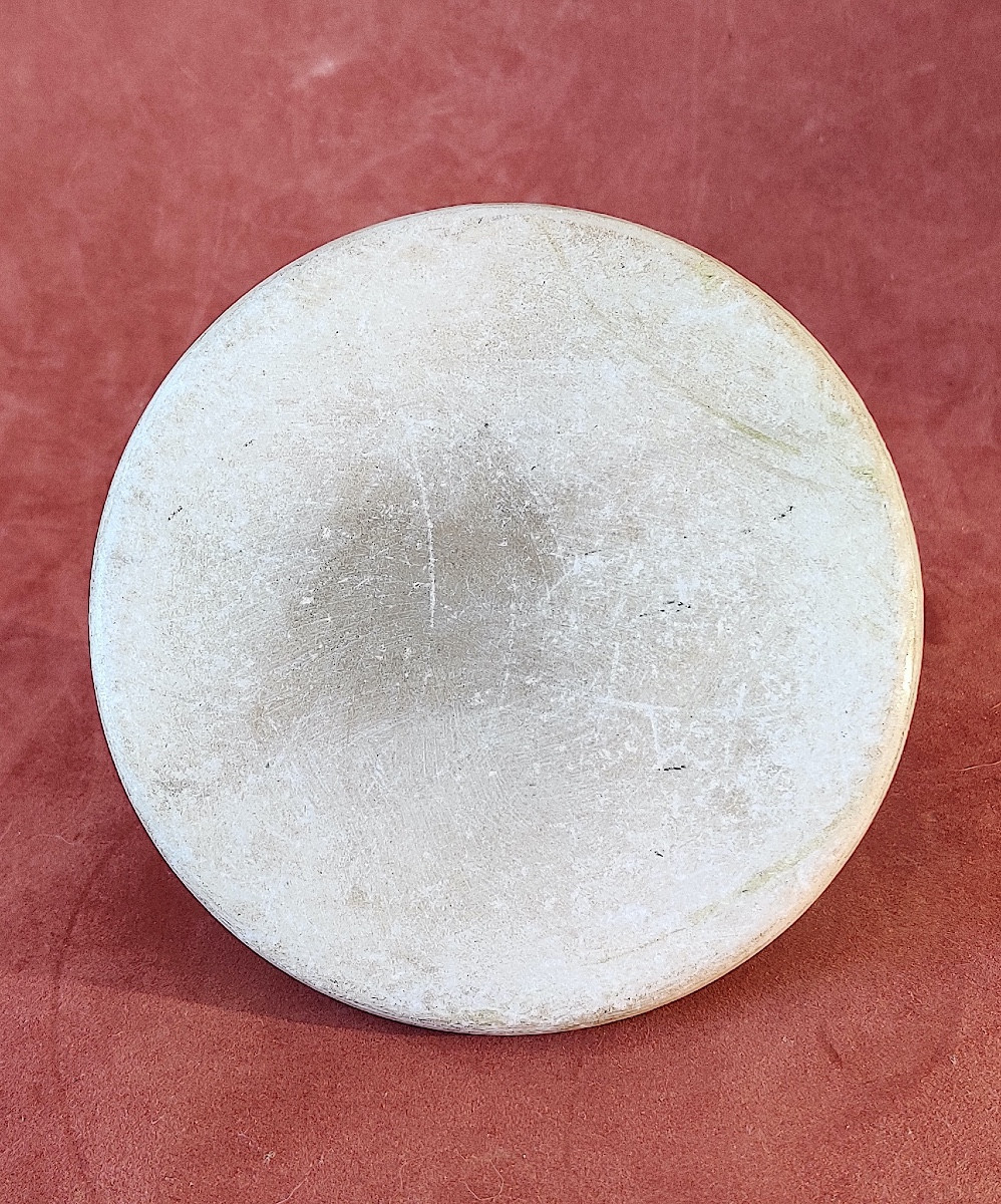 Socle / Présentoir rond en marbre blanc , époque XIXème.-photo-4