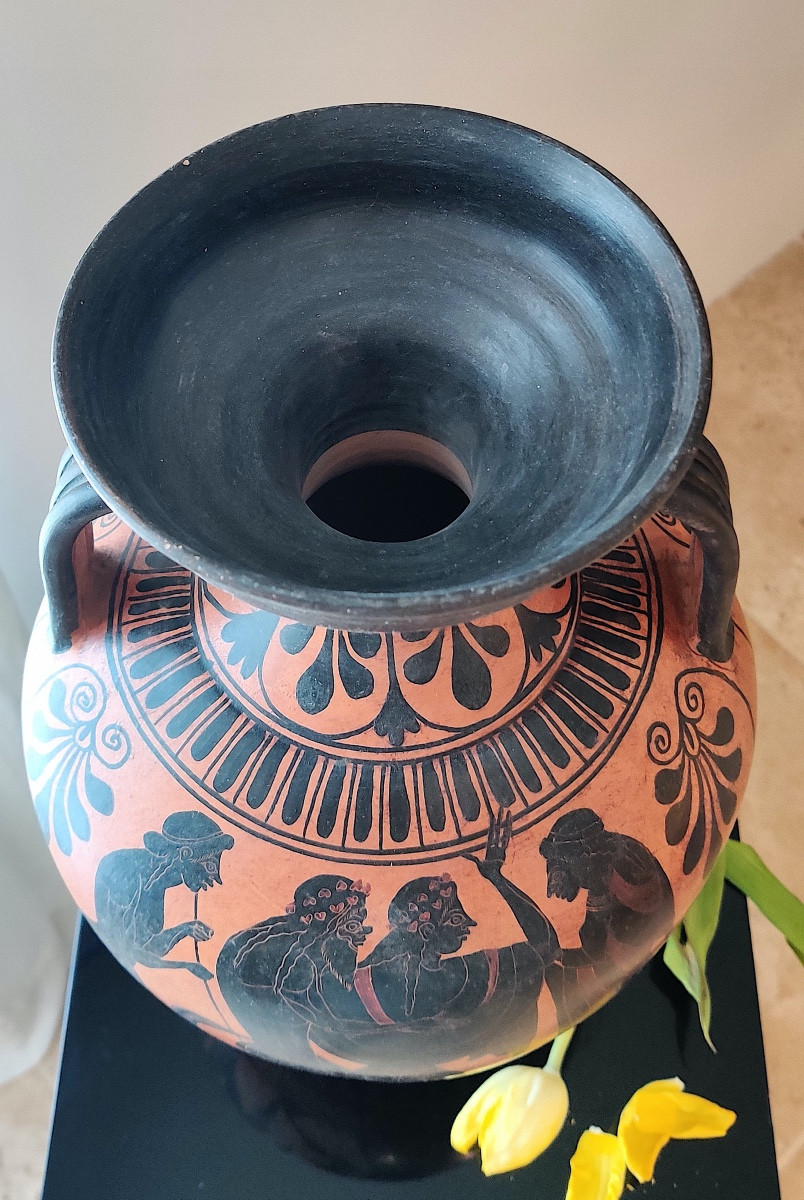 Large Greek-style Vase After The Antique ( 41 Cm) , Painted Terracotta, 1st Half 20th Century.-photo-7