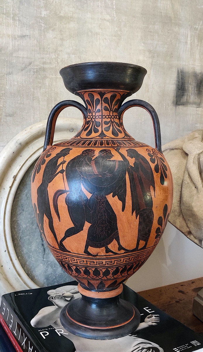 Large Greek-style Vase After The Antique ( 41 Cm) , Painted Terracotta, 1st Half 20th Century.