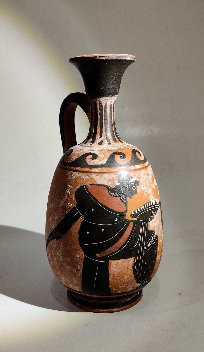 Small Greek-style Vase, Terracotta Decorated With Black Figures, Italy, Late 19th Century-photo-1