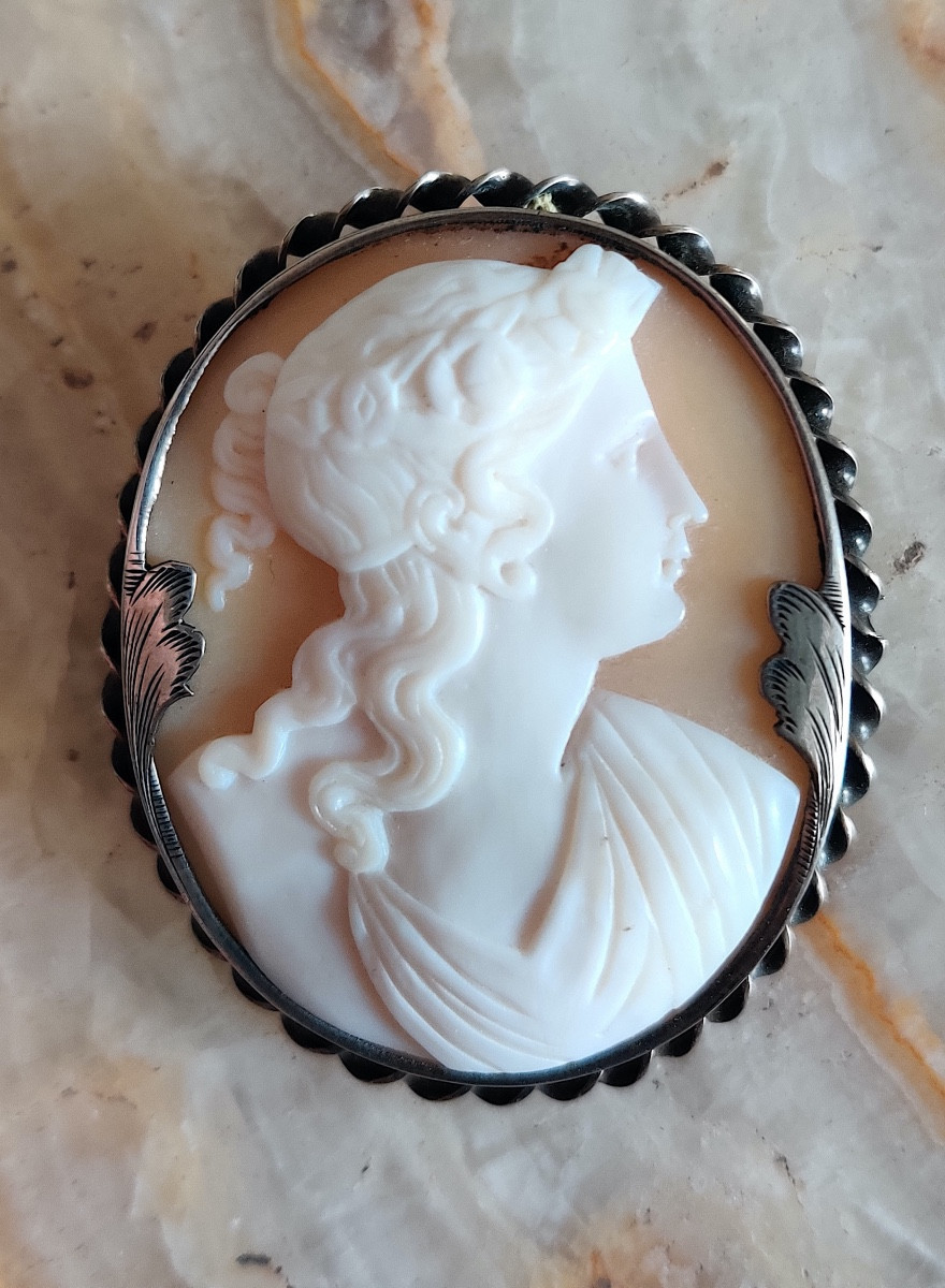 Large Shell Cameo  " Goddess In Profile After The Antique"