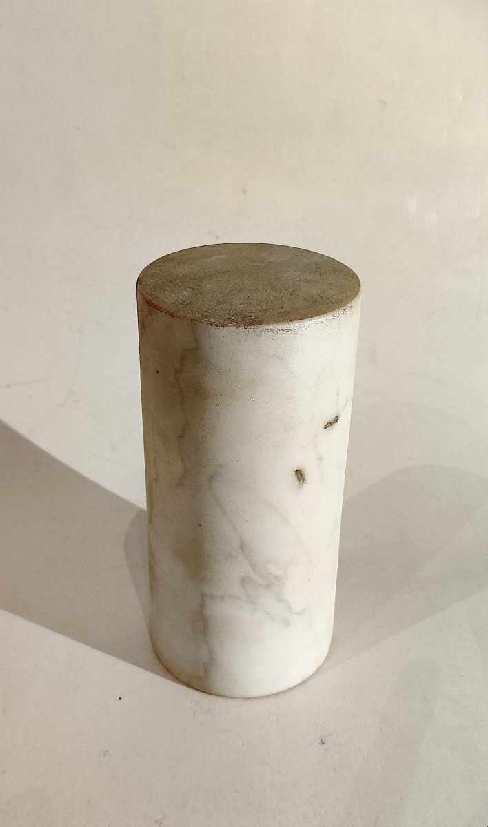 Socle en marbre blanc " Colonne " , XIXème.-photo-3