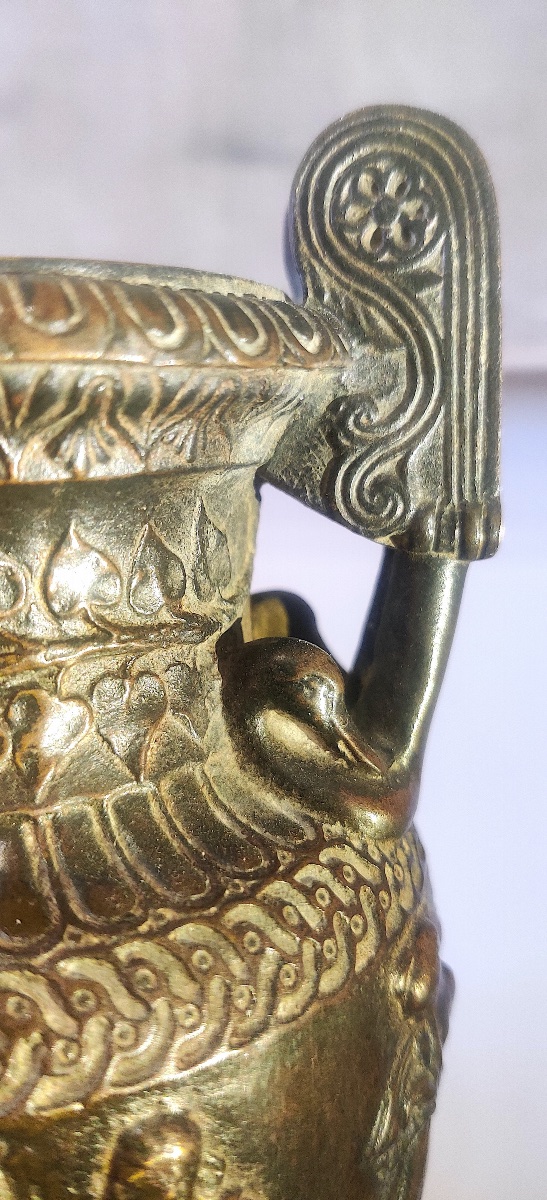 Crater Vase Known As The "sôsibios," Named After The Ancient Figure; Bronze; Grand Tour; 19th Century-photo-2