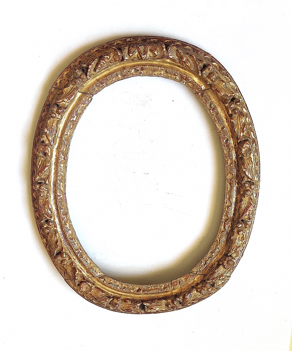 Oval Gilded Wooden Frame, Lxiii/lxiv, France, 17th Century.-photo-1
