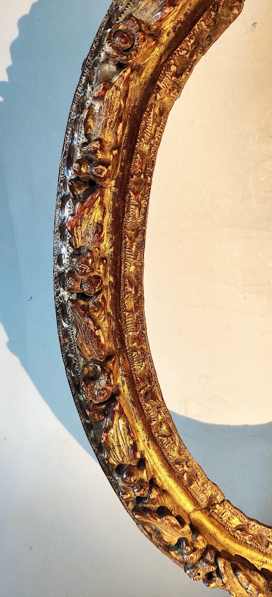 Oval Gilded Wooden Frame, Lxiii/lxiv, France, 17th Century.-photo-3
