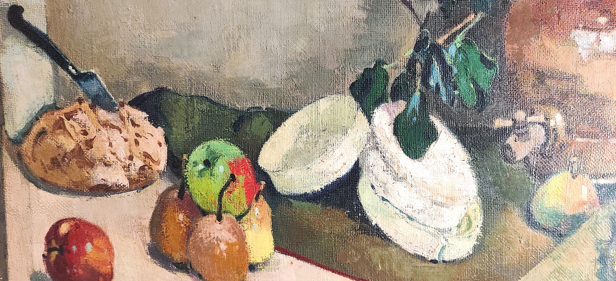 Large Hst "still Life With Fruit" By Jacques F. Beauvais (ec Fr), Early 20th Century.-photo-2