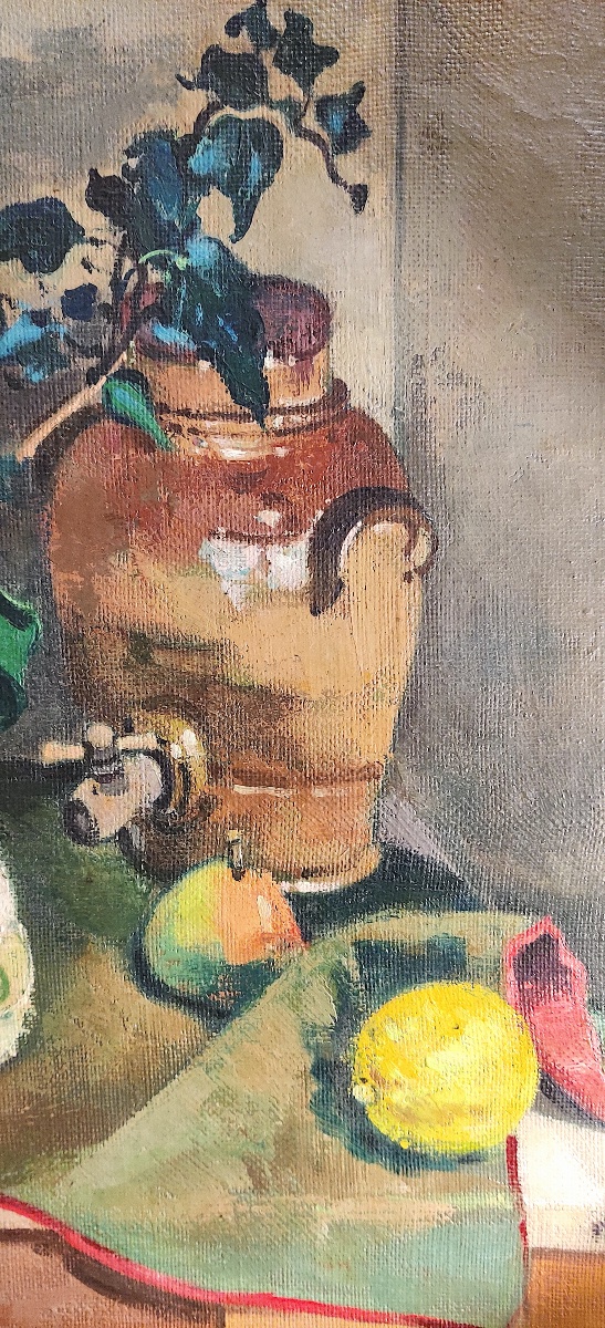 Large Hst "still Life With Fruit" By Jacques F. Beauvais (ec Fr), Early 20th Century.-photo-3