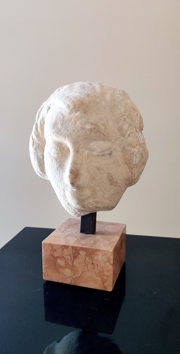 High Middle Ages Head Carved From Marble, Italy, 14th Century -photo-3