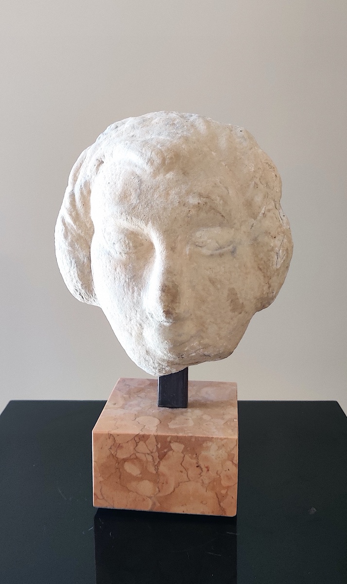 High Middle Ages Head Carved From Marble, Italy, 14th Century -photo-4