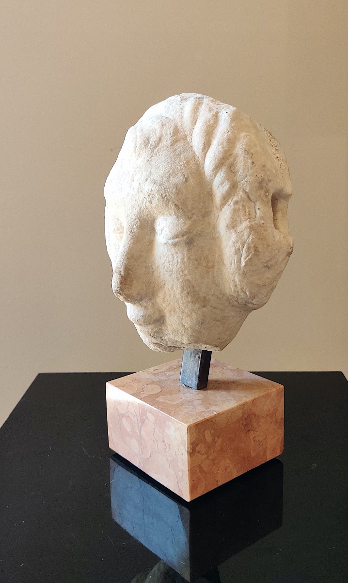 High Middle Ages Head Carved From Marble, Italy, 14th Century -photo-1