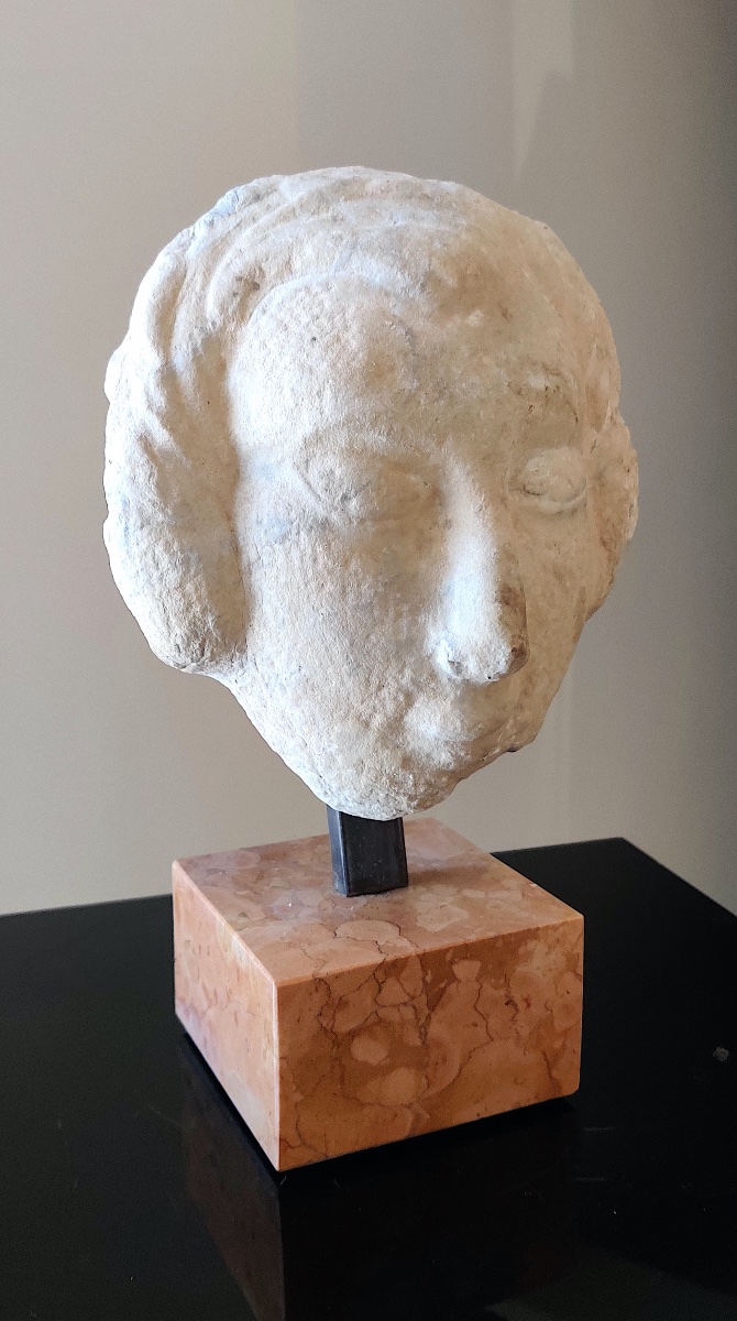 High Middle Ages Head Carved From Marble, Italy, 14th Century -photo-2