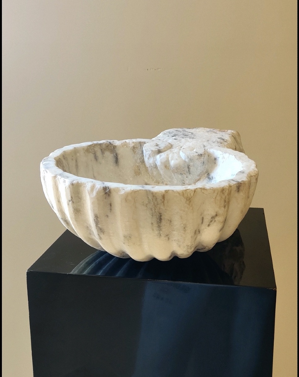 Carved Marble Holy Water Font, Italy, 18th Century 