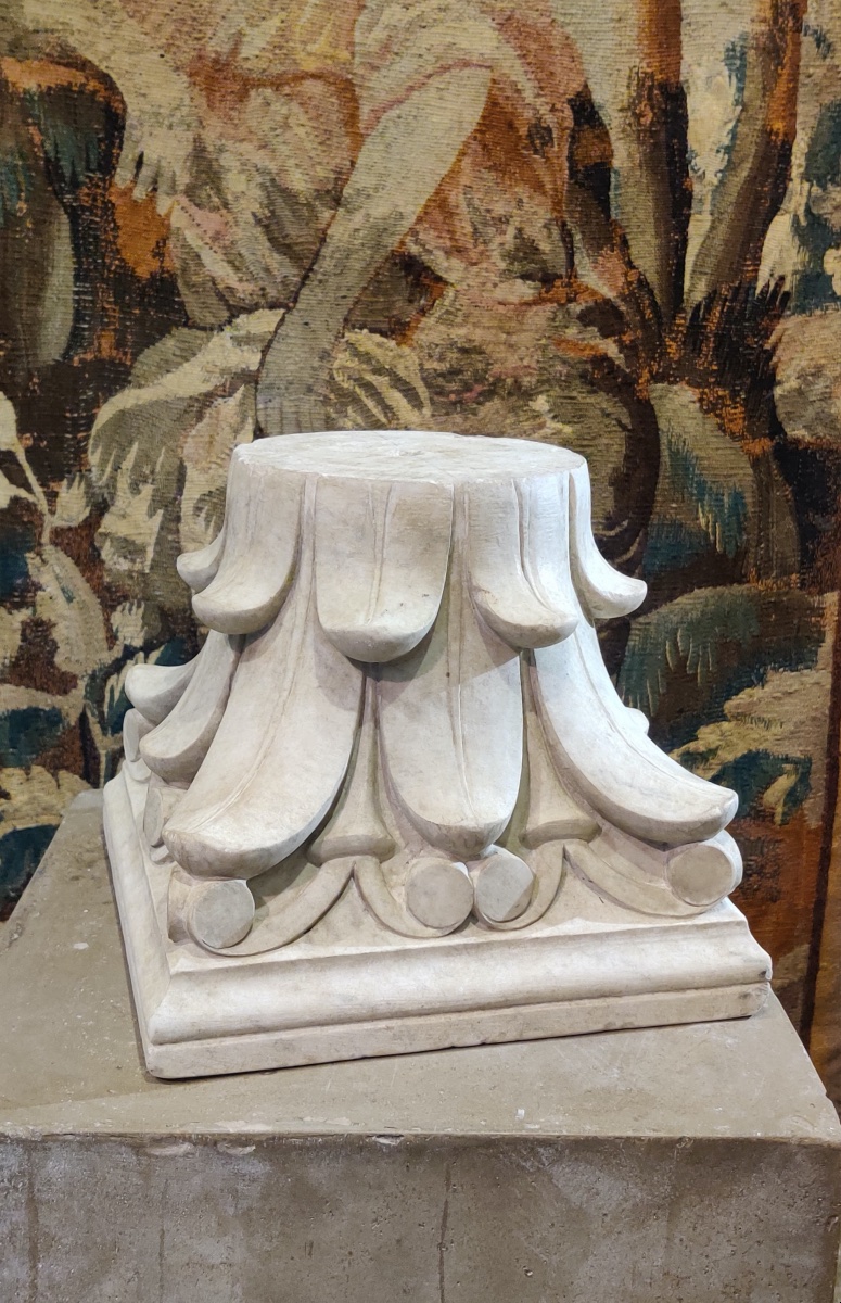 Large, Classic Canopy Made Of Carved White Marble, 19th Century-photo-4