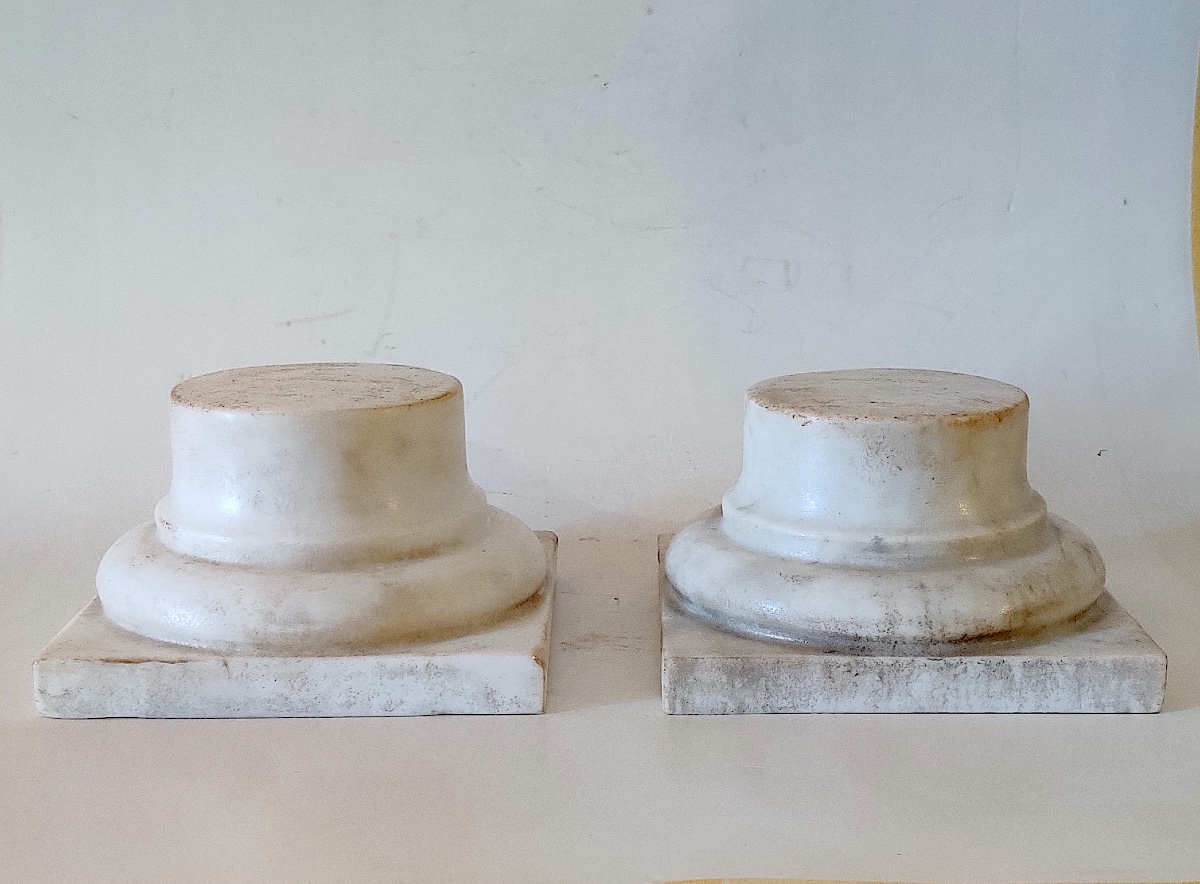 Pair Of White Marble Pedestals/display Stands, 19th Century-photo-3