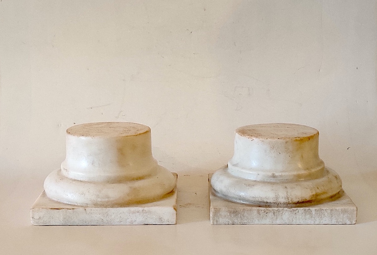 Pair Of White Marble Pedestals/display Stands, 19th Century-photo-4